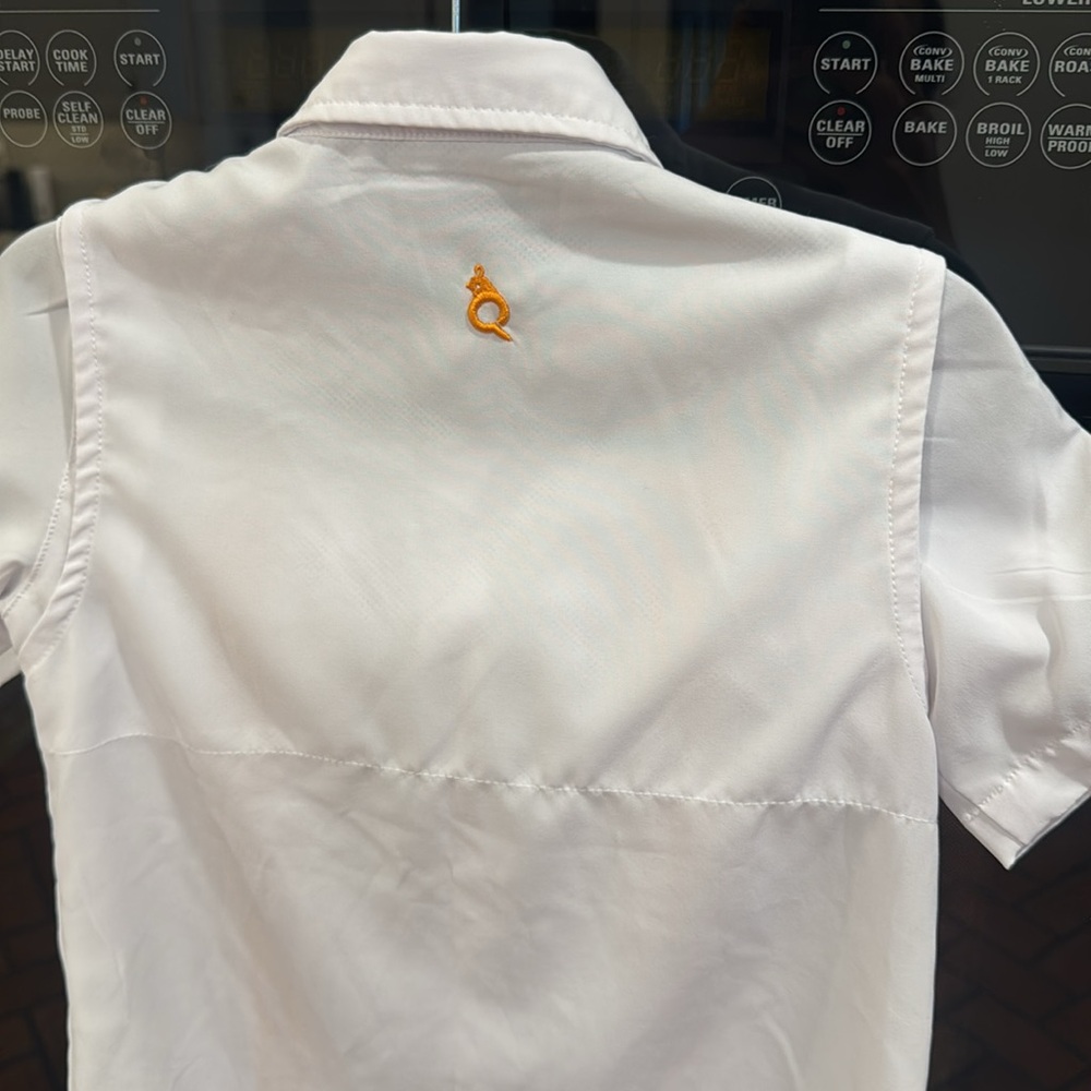 Blue Quail - Boys Guayabera- White & Orange Short Sleeve Shirt - Size: 4T - Picture 4 of 4